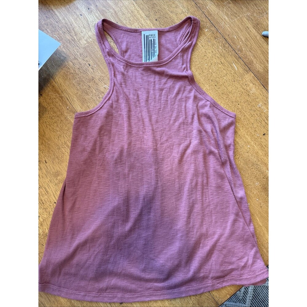 Free People Tank Top Women's M Mauve Ribbed Knit Flowy Swing USA EUC!